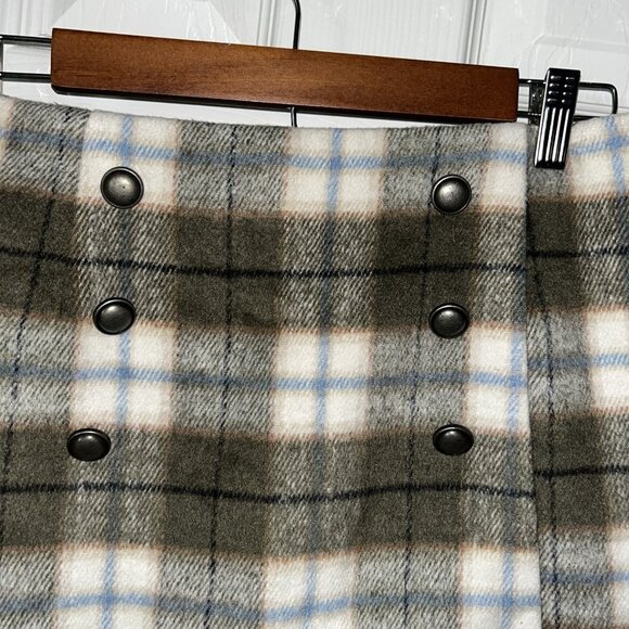 Forever 21 Green Pleated Plaid Preppy Wool Blend Mini Skort Skirt Jr Medium - Picture 3 of 9